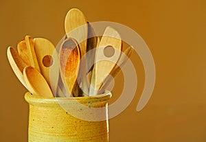 Wooden Spoons in Crock photo