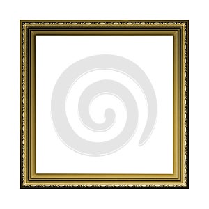 Wooden square frame with decorations in gold color