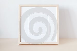 Wooden Square Frame with Poster Mockup