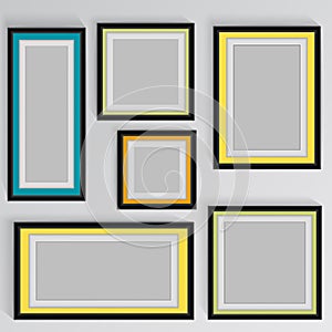 Wooden square picture frames color rainbow set for your web design