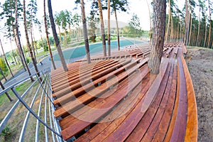 Wooden staduim in forest