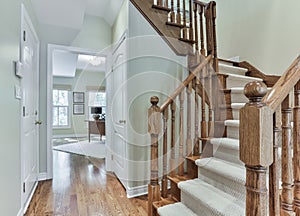 Wooden staircase interior photo