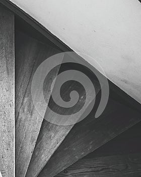 Wooden staircase monochrome