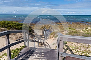 Wooden staircase to sandy beach at Port Elizabeth, South Africa