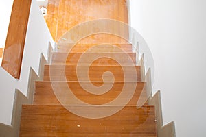 The wooden stairs