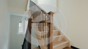 Wooden stairs in a new house