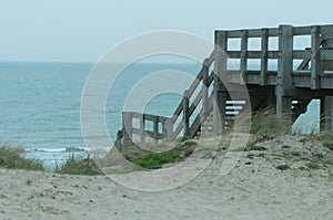 Wooden stairs to the beach