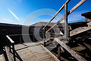 The wooden stairway