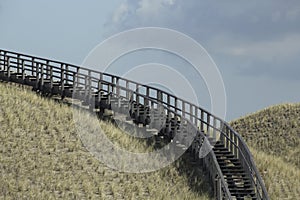 Wooden stairway in the dunes, Petten, Netherlands