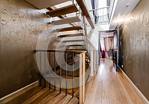 Wooden stairway in home