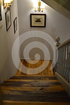 Wooden Stairway From The 50s. Interiors, Furniture, Vintage