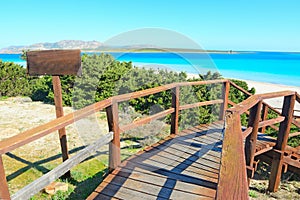 Wooden stairway to the beach in Sardinia