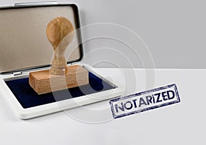 Wooden stamp NOTARIZED