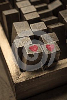 Wooden Stamps AlPhaBet digital and letters with heart icon for l