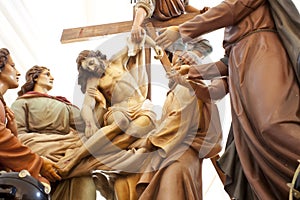 Wooden statue of Christ deposition