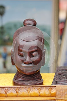 Wooden statue of King Khmer Jayavarman VII