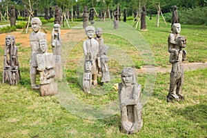 The wooden statue on the tombs of the Central Highlands, Vietnam is object mastaba tombs typical known of the ethnic culture of th