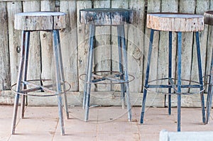 Wooden steel legs simplistic bar chair