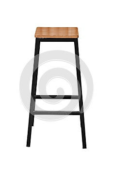 Wooden steel legs simplistic bar chair isolated on white backgrounds