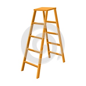 wooden step ladder vector illustration, isolated on white background