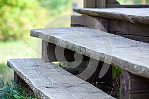 Wooden steps of porch veranda