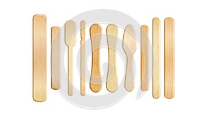 Wooden Stick Popsicle In Different Form Set Vector