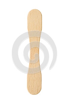 Wooden stick for popsicle isolated on a white background. Medical wooden tongue depressor