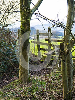 Wooden Stile on Ightenhill in Burnley in Lancashire photo