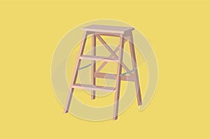 Wooden Stool and Ladder with 3 Rungs