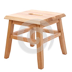 Wooden Stool Over White photo
