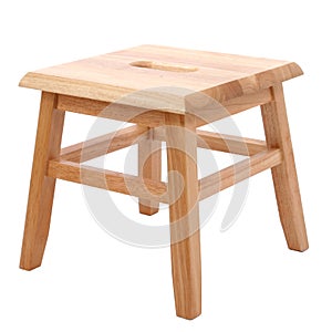 Wooden Stool Over White