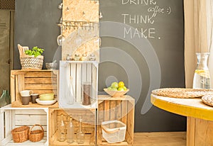 Wooden storage units made from boxes