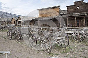 Wooden store fronts at Old western Trail Town