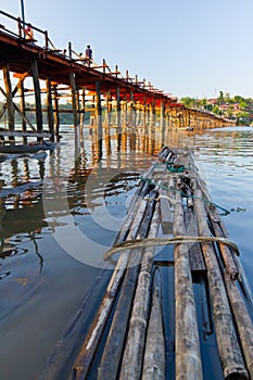 Wooden structure bridge and raft