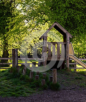 Wooden structure with slide in the Palmerston Park playground