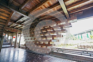 The wooden structures inside the \