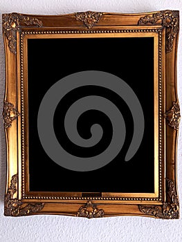 Wooden style golden picture frame isolated