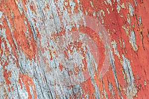 Wooden surface texture weathered cracked paint red old background base design gray board