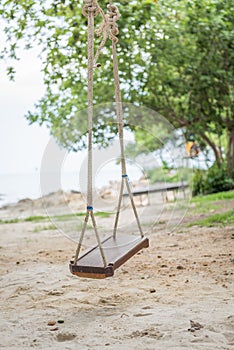 Wooden swing at the island of Koh Samet