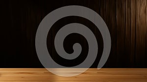 wooden table background. background of barrel shape, free, empty, space. generative ai