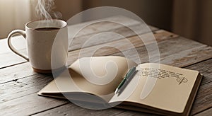 A wooden table with a ceramic