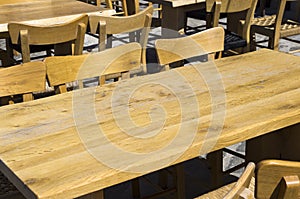 Wooden table and chairs outside