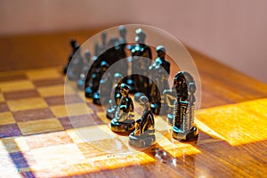 Wooden table with chess in the games room