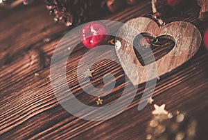 Wooden table with Christmas decoration