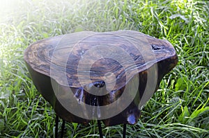 Wooden table for coffee. Wood texture. Surface Furniture.