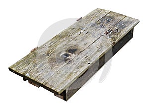 Wooden table decktop made  from old aged door isolated photo