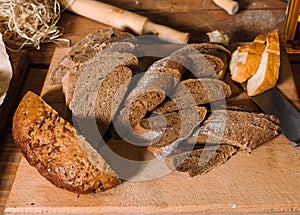 Wooden table with different types of bread-2