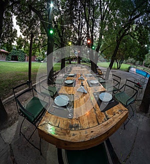 Panoramic view of set table
