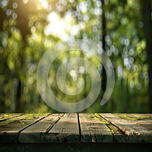 Wooden Table in Forest Clearing