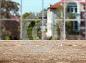 Wooden table in front